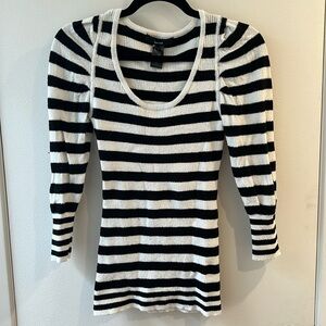 Smythe Stripped Scoop Neck Sweater - Medium